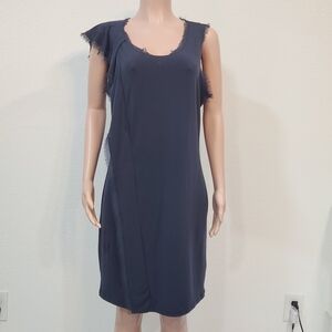 VERA Wang Navy Asymmetrical Distressed Dress Size L